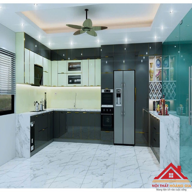 Tủ bếp inox cánh kính 19